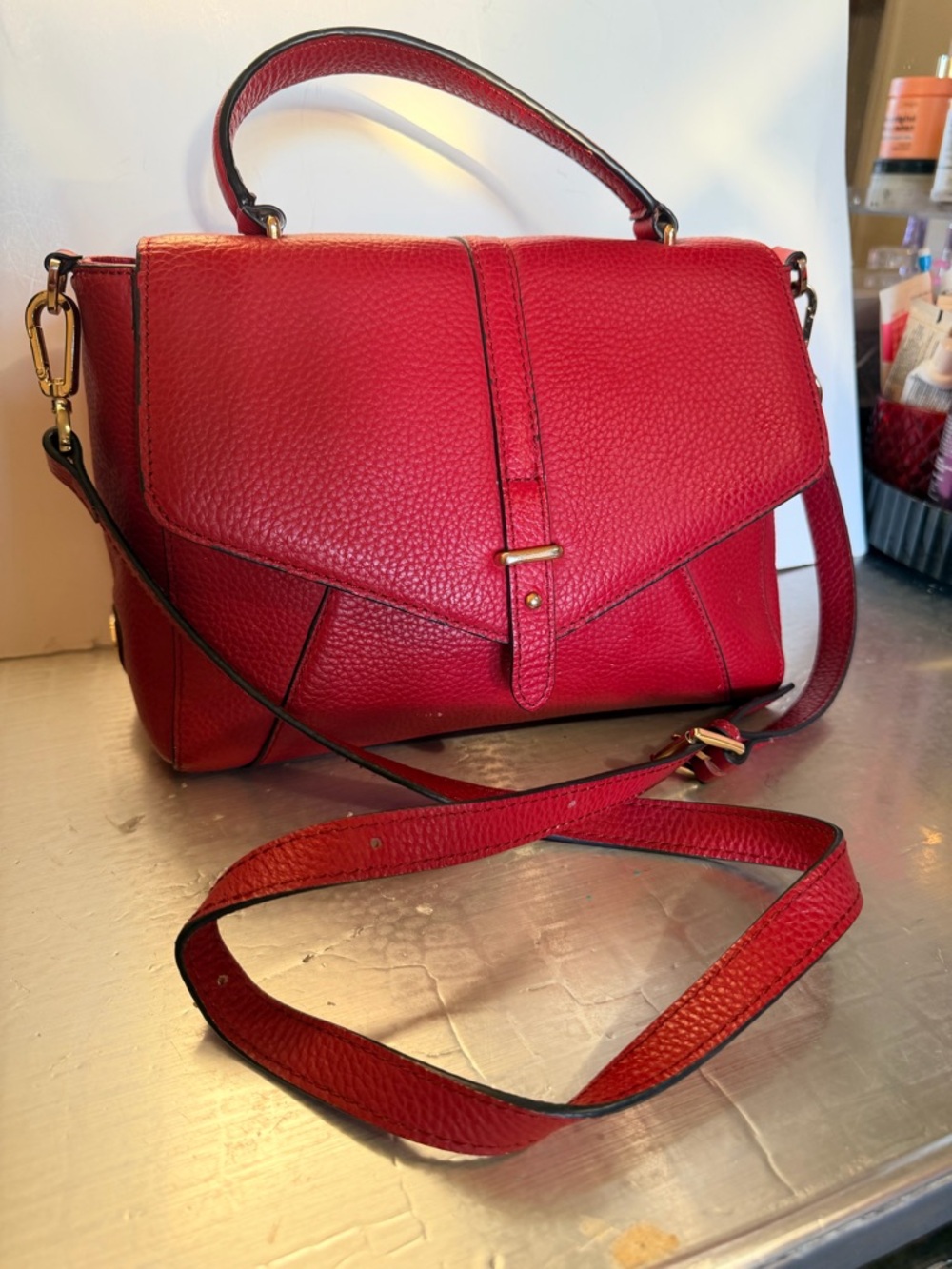 Tory Burch red Leather Top-Handle Satchel bag